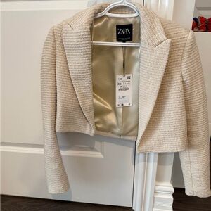 Zara Women's Beige Textured Blazer